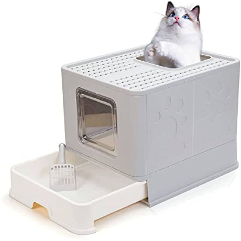 Top Entry Cat Litter Box with Anti-Splashing Pan A916575