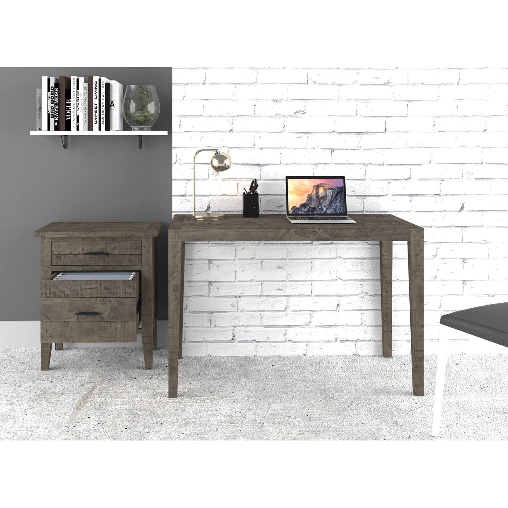 Grey Reclaimed Wood Writing Desk and Filing Cabinet O729380