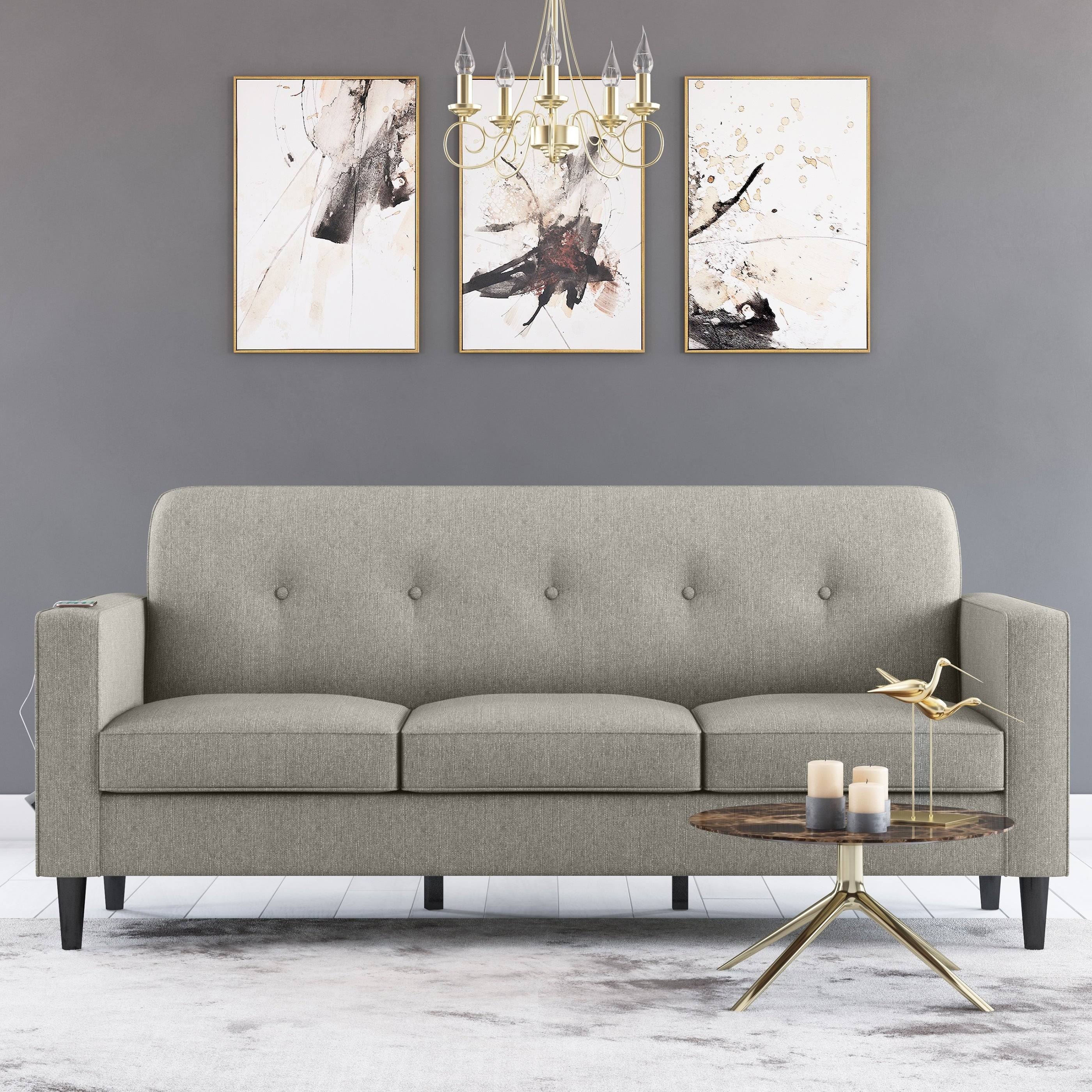 Mustard Yellow Sofa with USB and Power Ports L3247