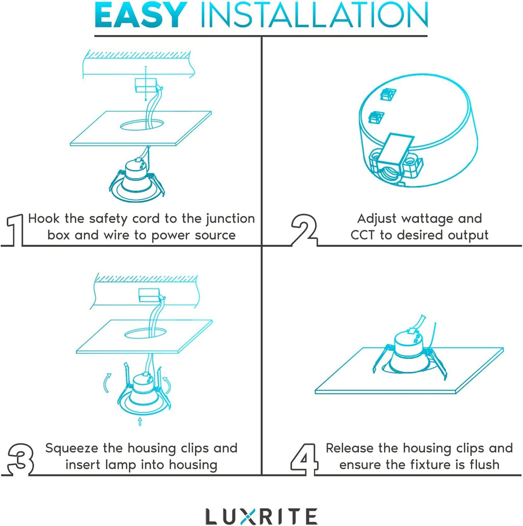 4 Inch LED Recessed Light, 3 Color Selectable 3000K-5000K, 6 Pack N24921