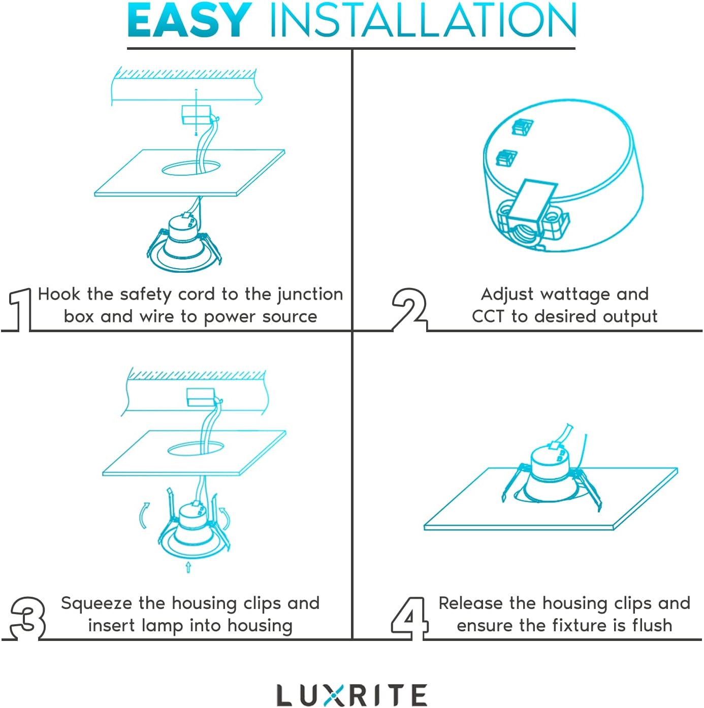 4 Inch LED Recessed Light, 3 Color Selectable 3000K-5000K, 6 Pack N24921