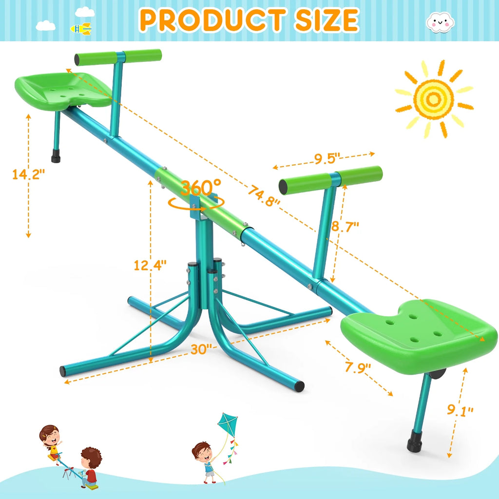 Kids Seesaw Teeter Totter with 360 Degrees Rotation Y294366