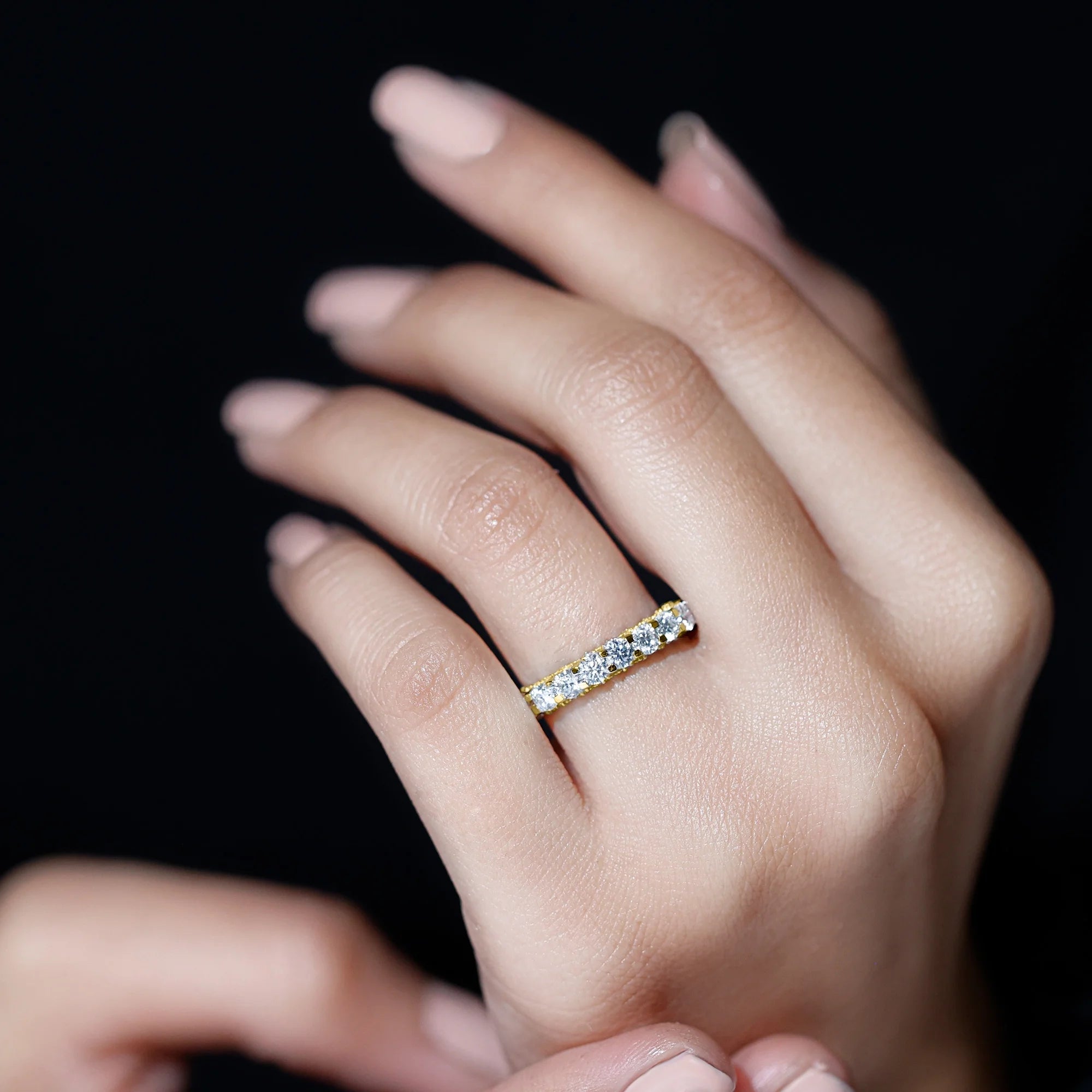 14K Yellow Gold Moissanite Eternity Ring A7933