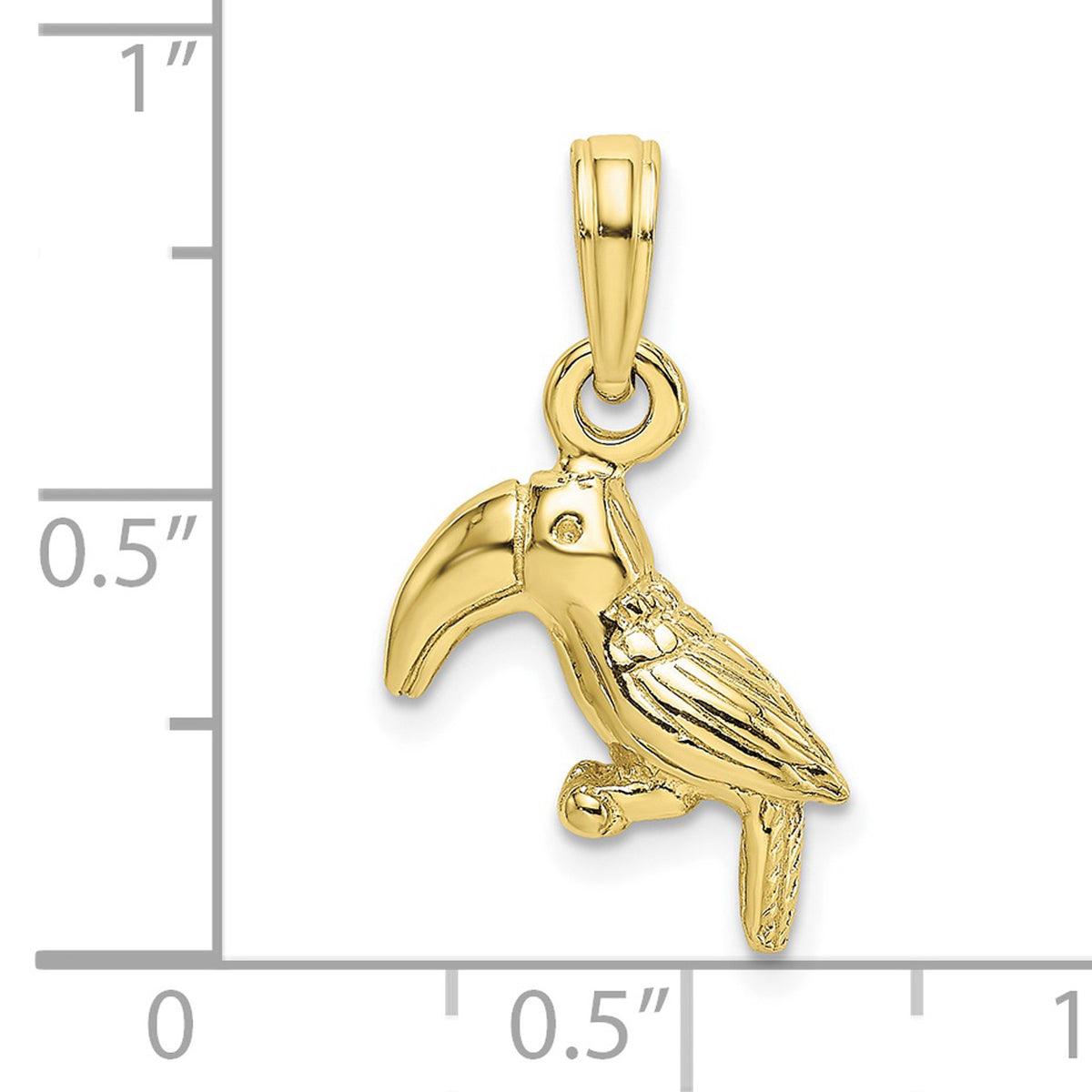 10K Yellow Gold Toucan Bird Pendant Charm with Rope Chain Necklace 16'' V14092