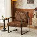 Brown Faux Leather Accent Chair with Metal Frame M268960