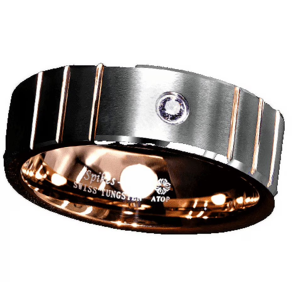 6mm Brushed Silver Rose Gold Tungsten Rings K524