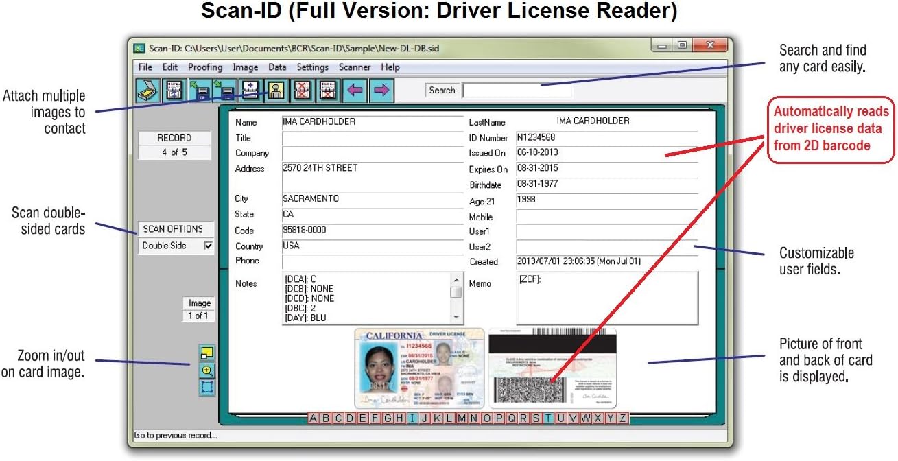Driver License Scanner with Age Verification for Windows G715613