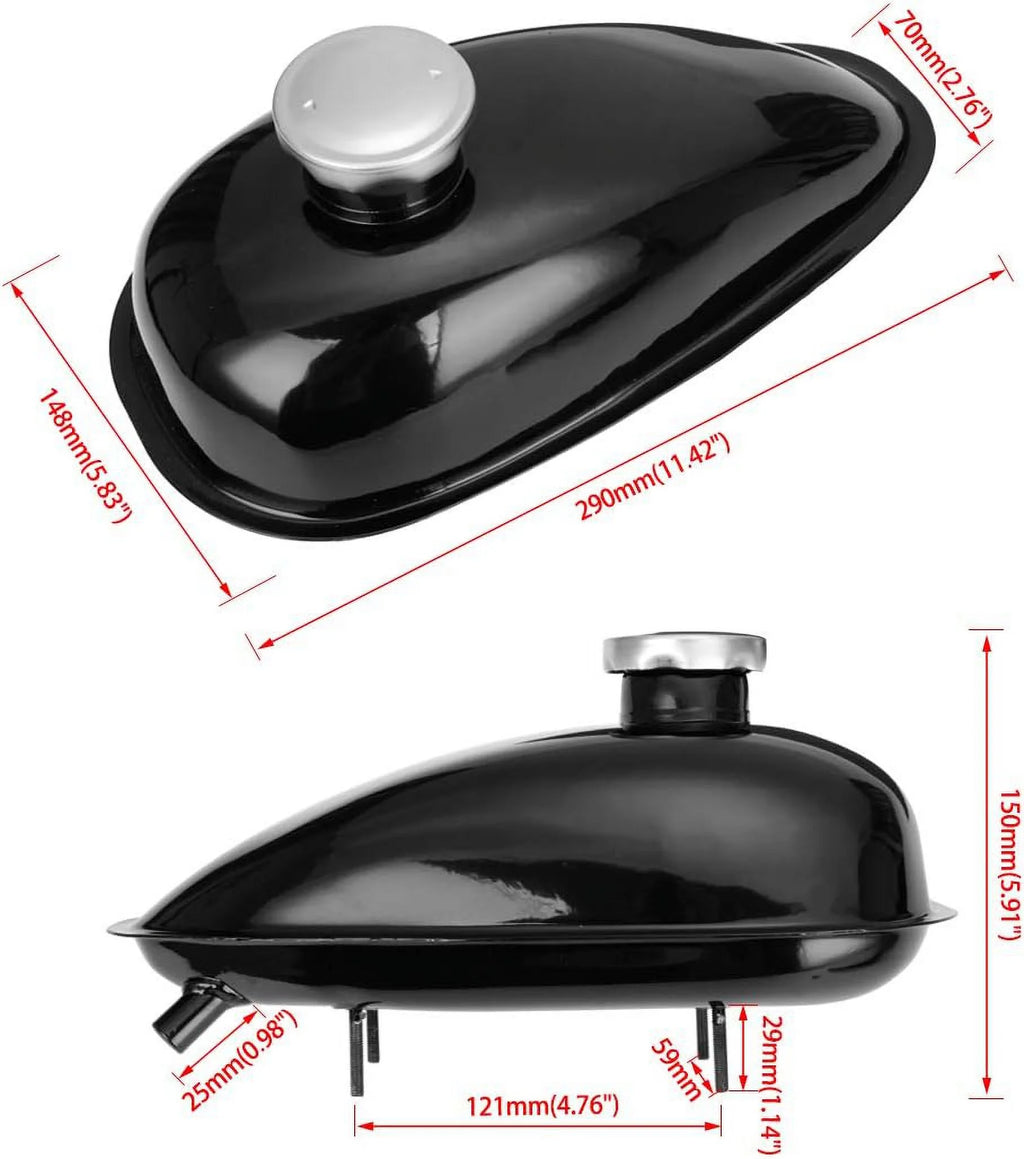2L Metal Fuel Gas Tank with Cap for Motorized Bicycle Engine I406