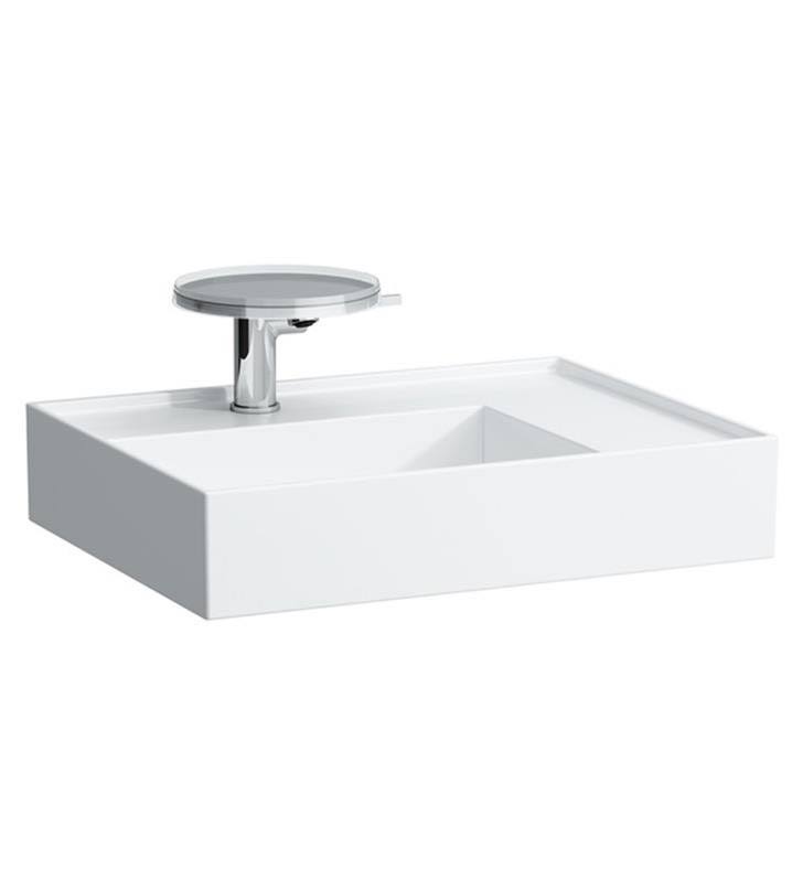 Matte White Wall Mount Rectangular Bathroom Sink with Two Faucet Holes Z89795