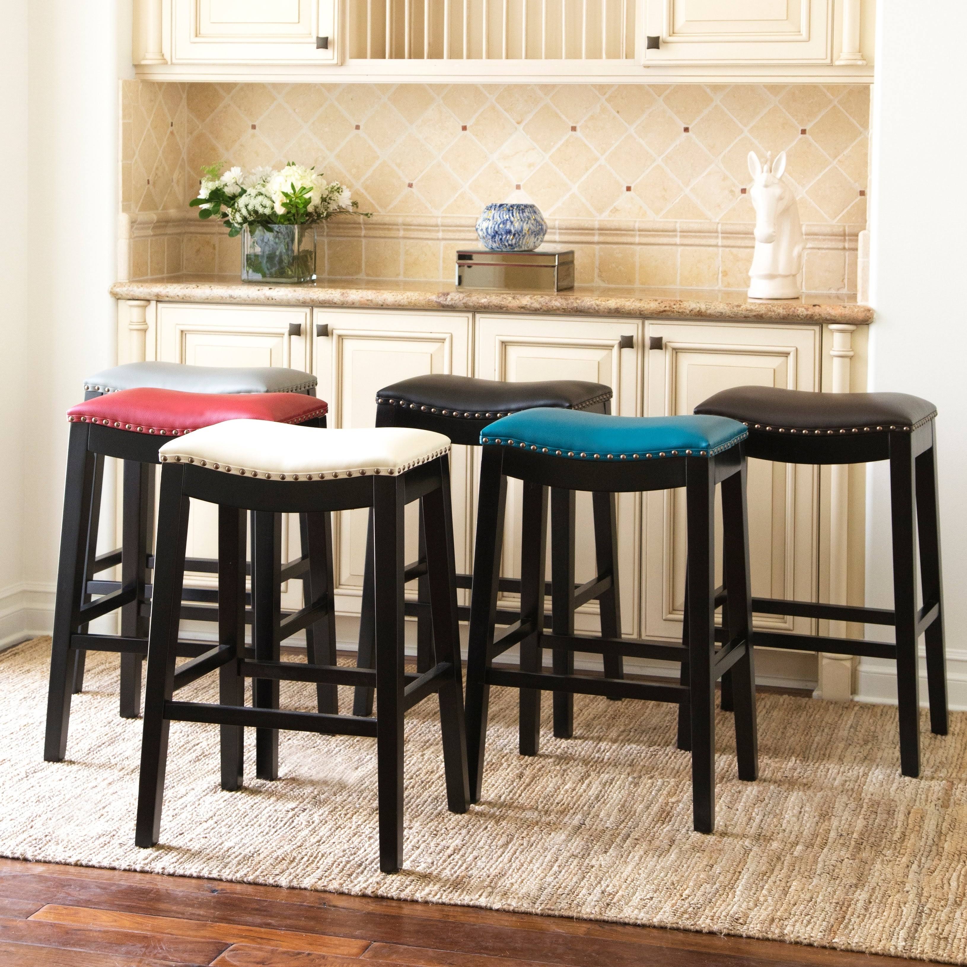 Red Bonded Leather Counter Stool N4953