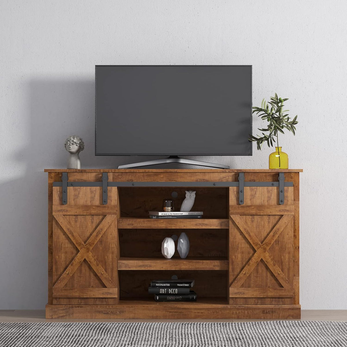 Walnut Wood TV Stand with Storage Cabinet N2306
