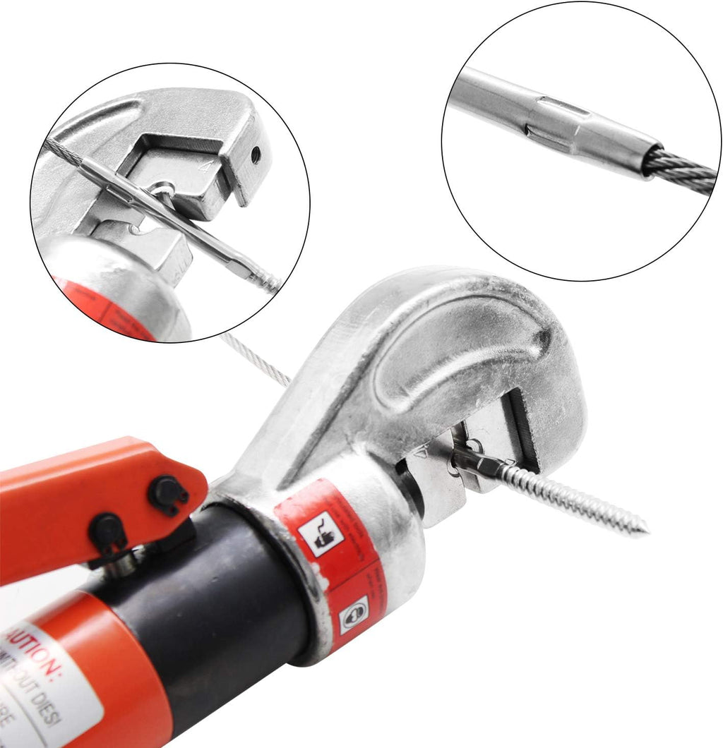 10 Ton Hydraulic Cable Crimper Hand Tool with 9 Dies and Cable Cutter N921016