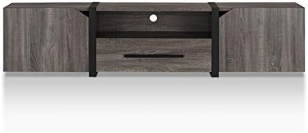 Rustic Wood 81.5-Inch TV Stand in Distressed Gray I5086