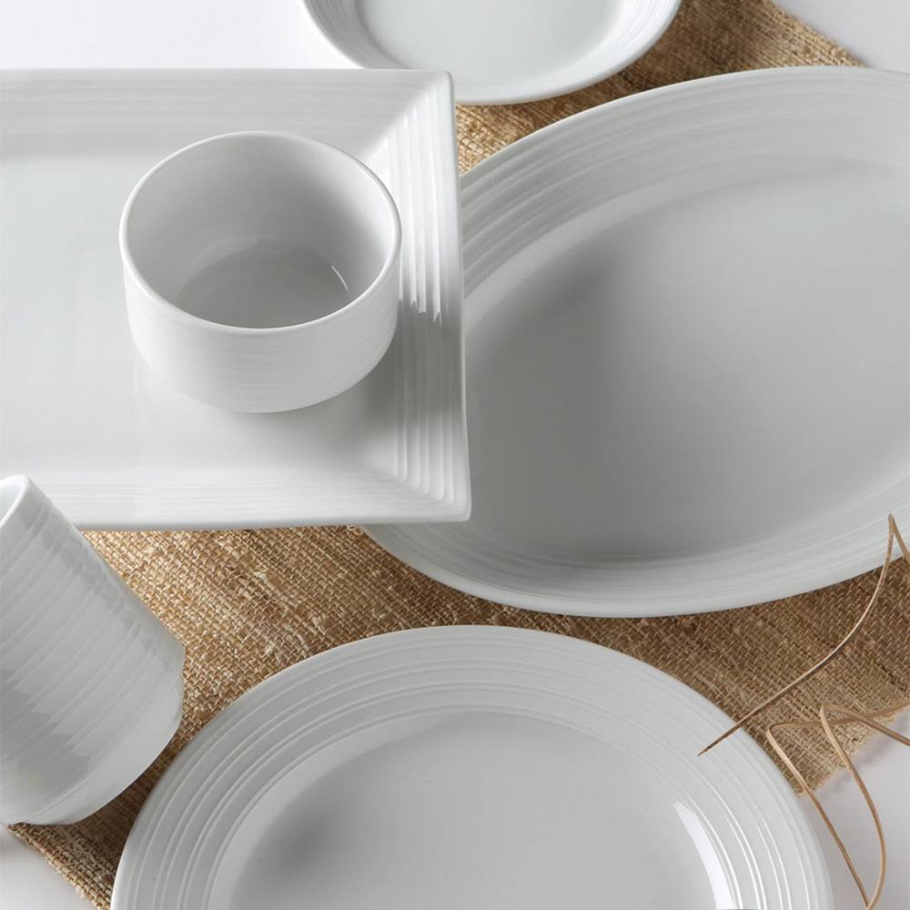 12/Case Bright White Embossed China Plate K65551