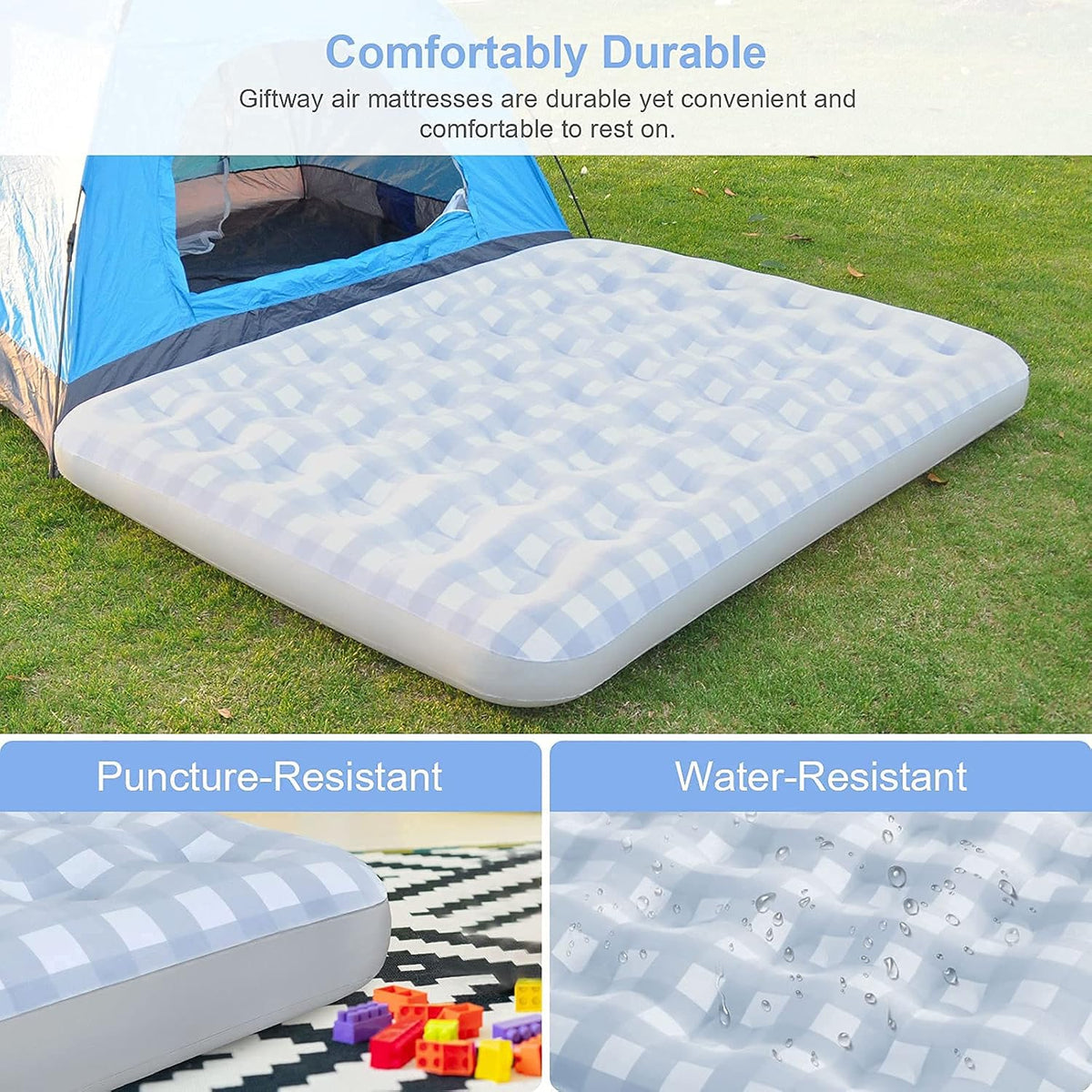 Queen Air Mattress with Flocked Top Waterproof Cover Repair Kit B608916