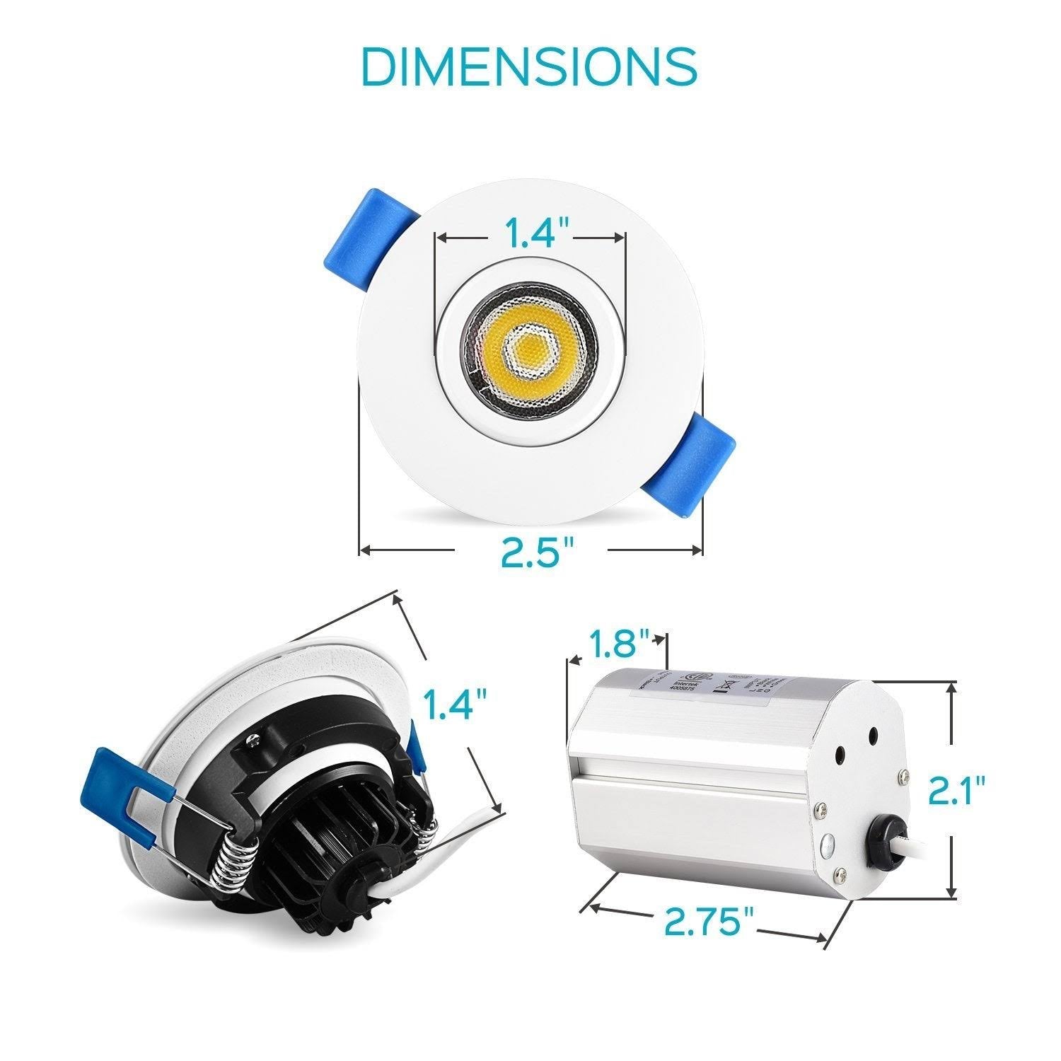 2 inch Gimbal LED Recessed Light with Junction Box, 5W, 400 Lumens, Dimmable Downlight, Damp & IC Rated (6 Pack) Q96890