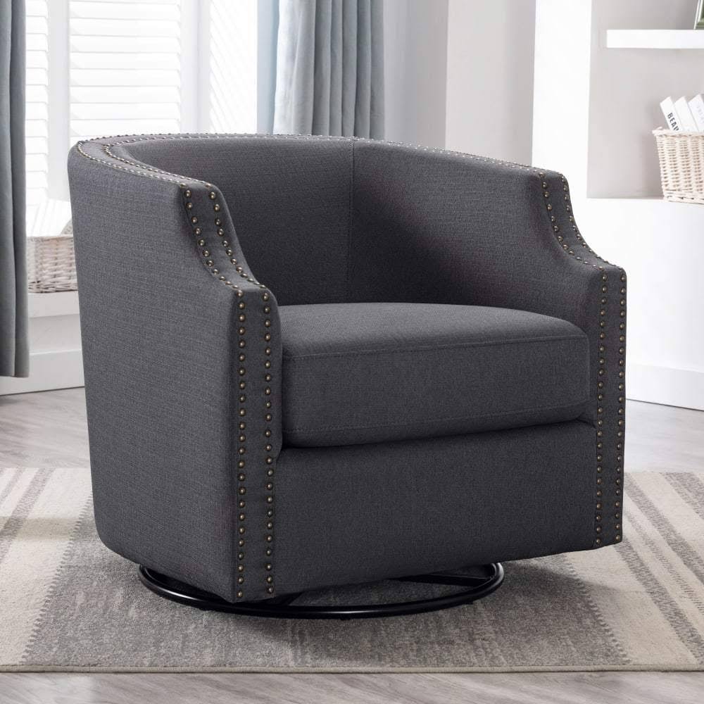 Linen Swivel Barrel Chair J2172