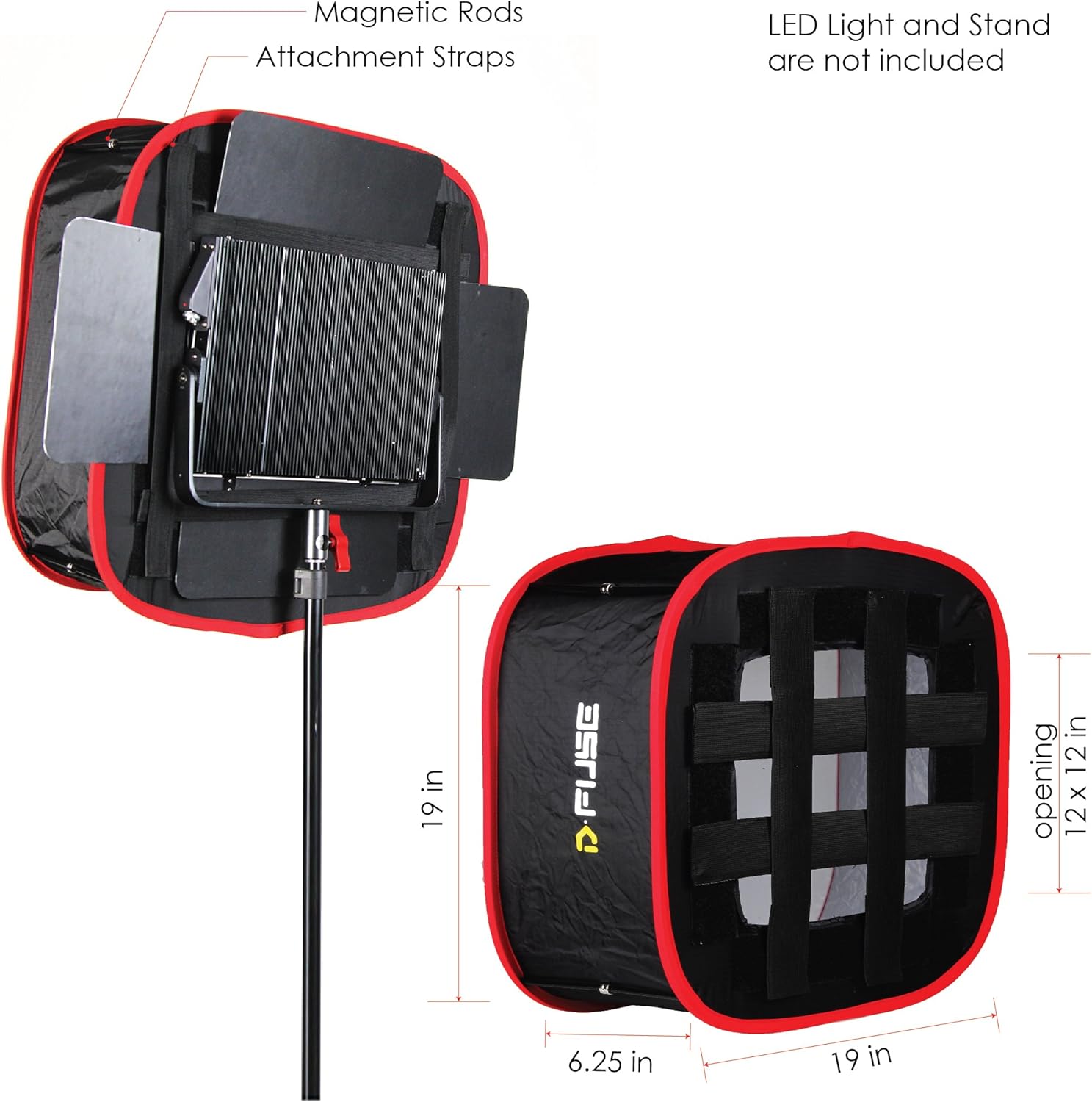 Large LED Light Panel Softbox & Softbox Grid, 12"x12" Pack of 2 K934