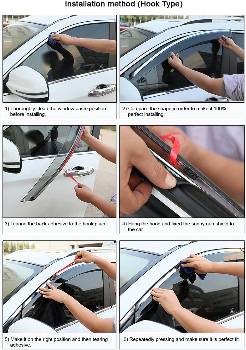 Car Window Visor Vent Shade Deflector Sun Rain Guards Compatible with 2020 2021 Ford Escape Pack of 2 V1556