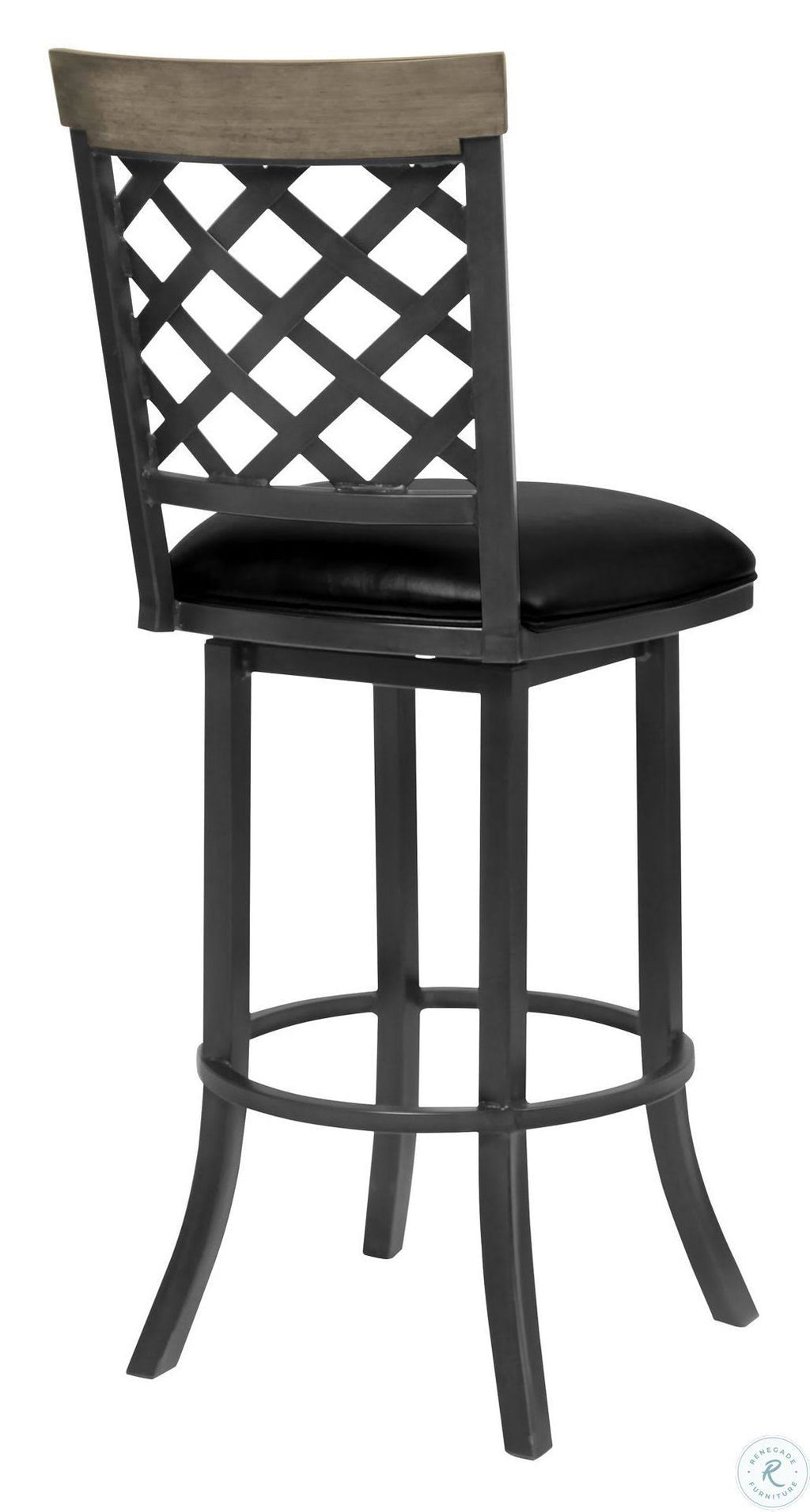 26x22 Counter Height Barstool in Mineral Finish with Vintage Black Faux Leather and Grey Walnut L436238