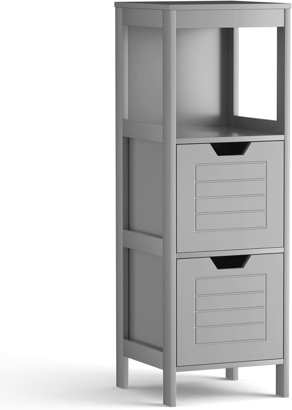Black Wooden Bathroom Floor Cabinet with 2 Adjustable Drawers I8922