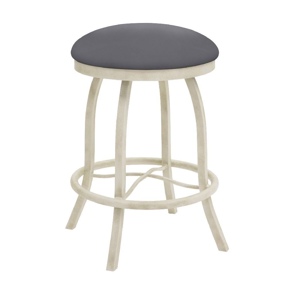 Dark Gray Faux Leather Counter Height Swivel Backless Barstool T145