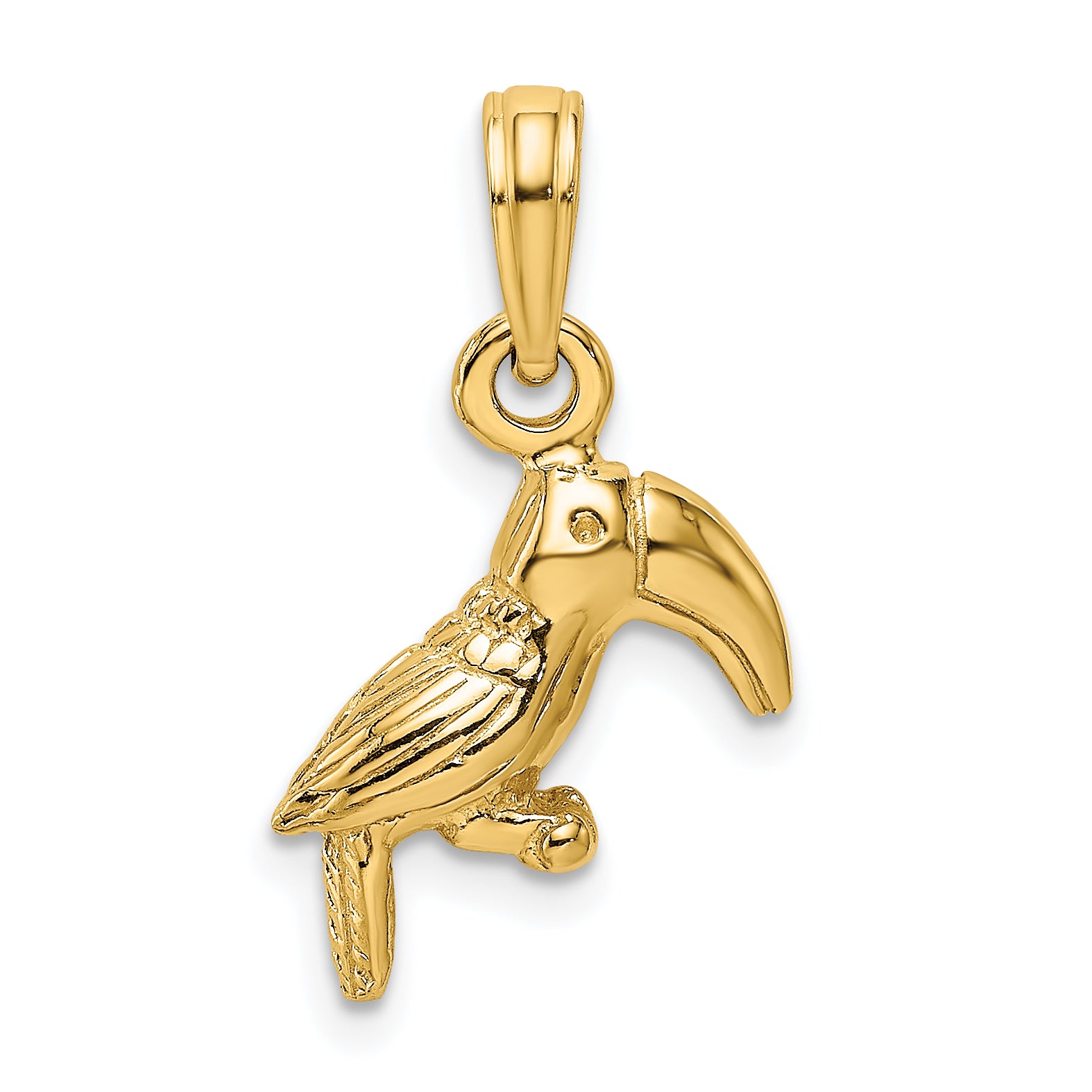 10K Yellow Gold Toucan Bird Pendant Charm with Rope Chain Necklace 16'' V14092