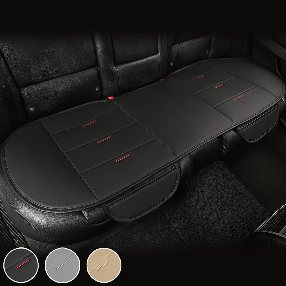 Black Panther Rear Seat Cover, PU Leather Bench Seat Protector, 52.4x19.7inch, Pack of 2 U214750