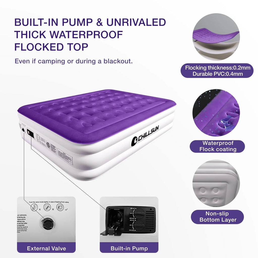 Queen Size 16 inch Inflatable Air Mattress with Built-in Pump A7864