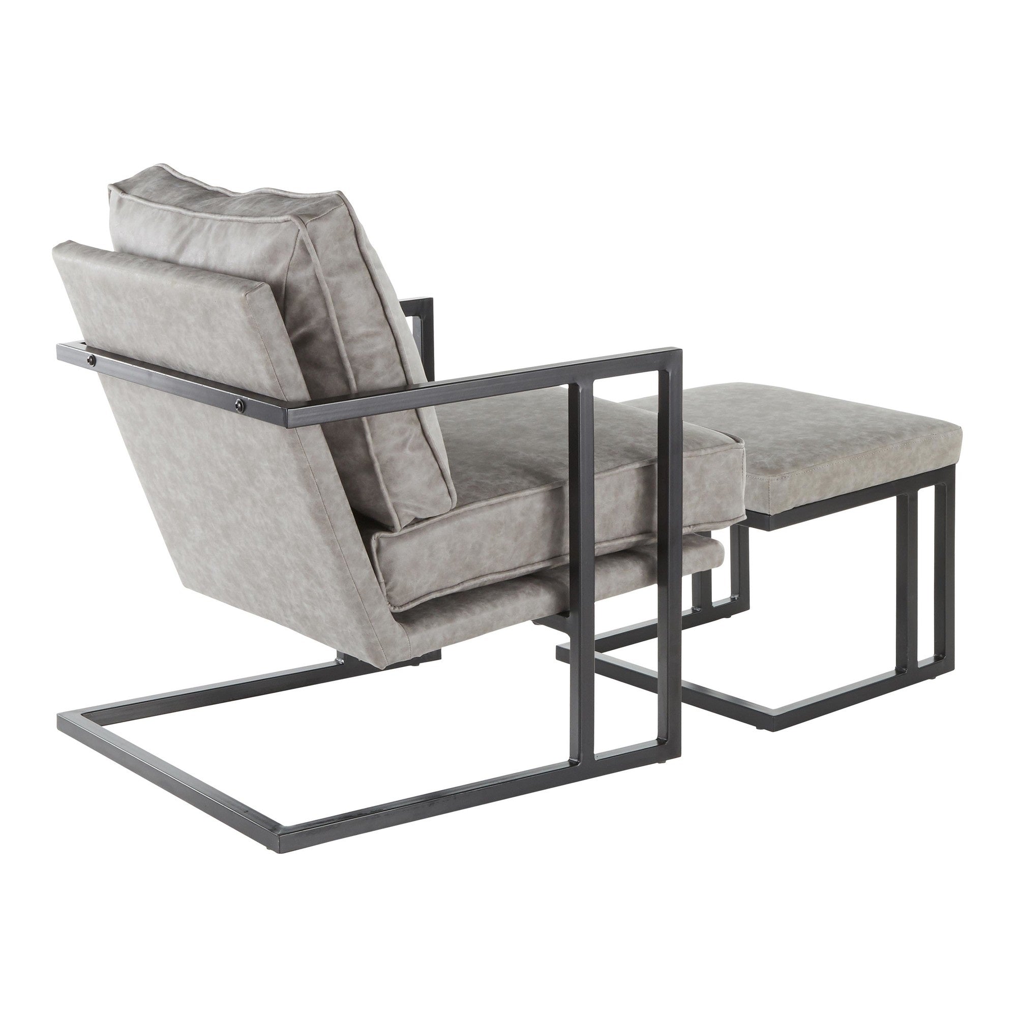 Black/Gray Lounge Chair And Ottoman Set W41809