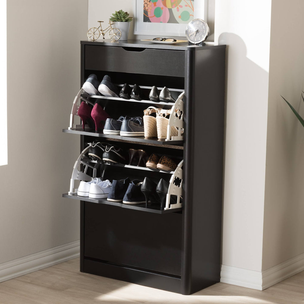 Black Wood Storage Cabinet Q193