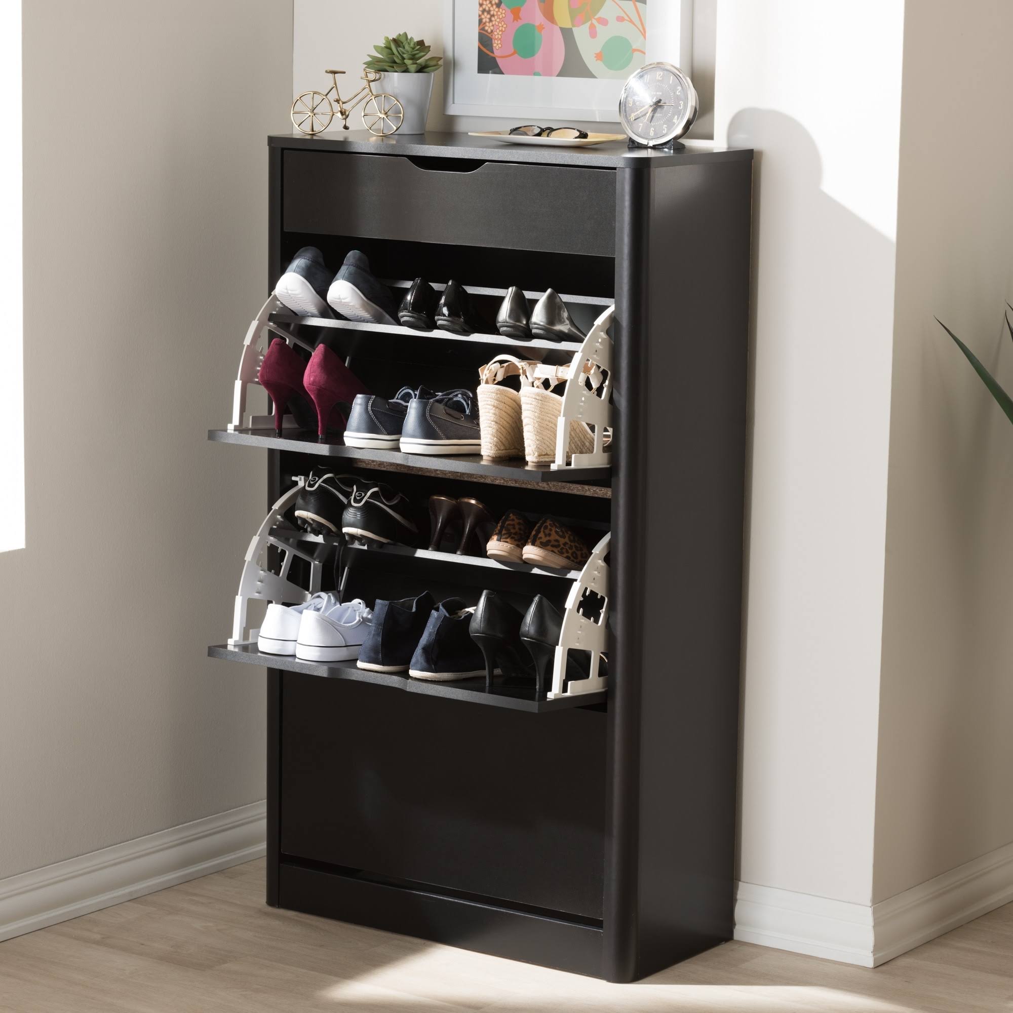 Black Wood Storage Cabinet Q193