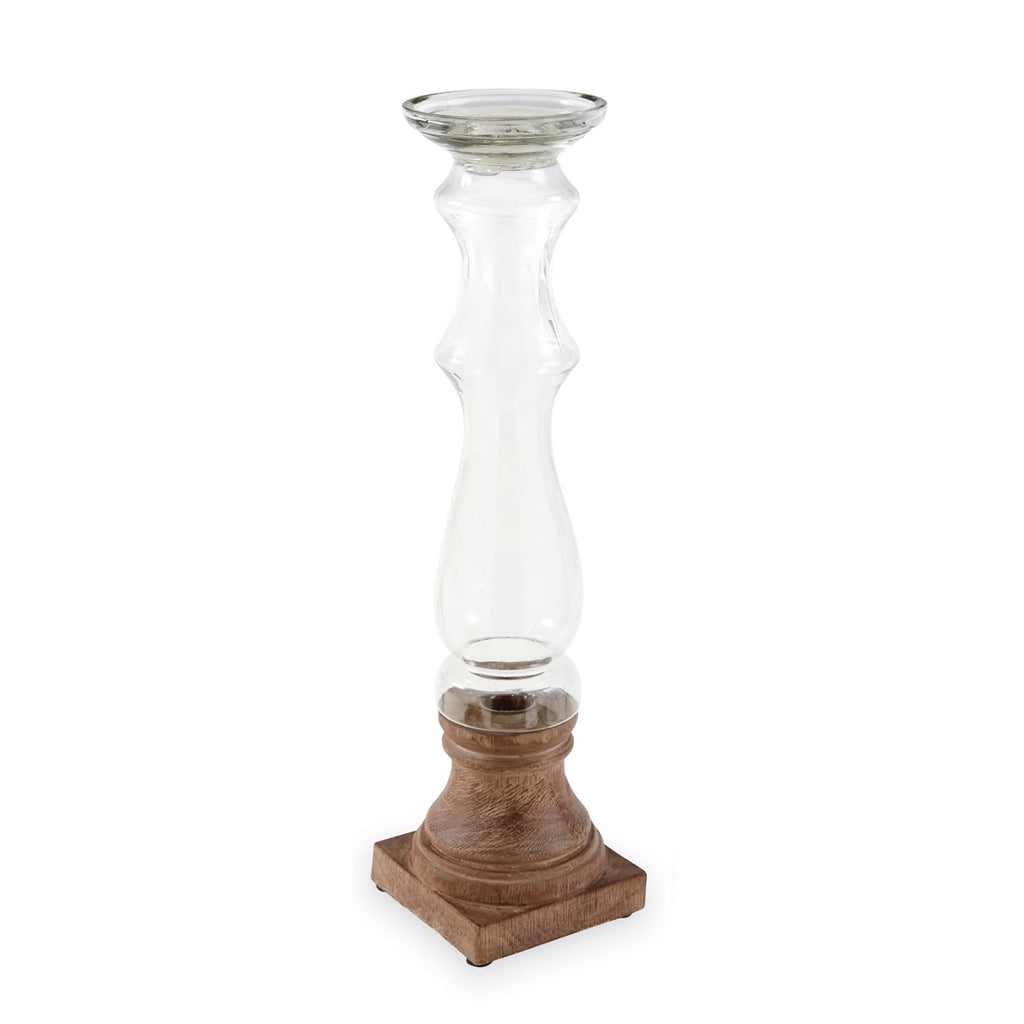 Glass & Wood Candlesticks O18544