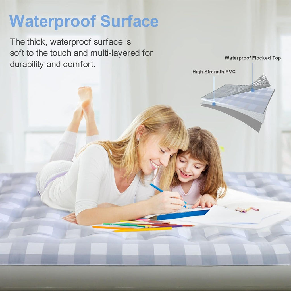 Queen Air Mattress with Flocked Top Waterproof Cover Repair Kit B608916