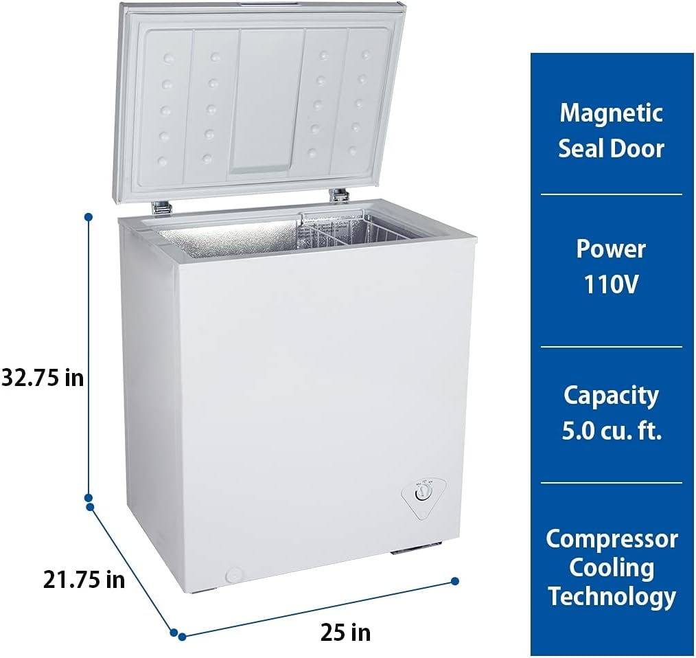 White 5.0 Cubic Feet Compact Chest Freezer with Removable Wire Basket B930406