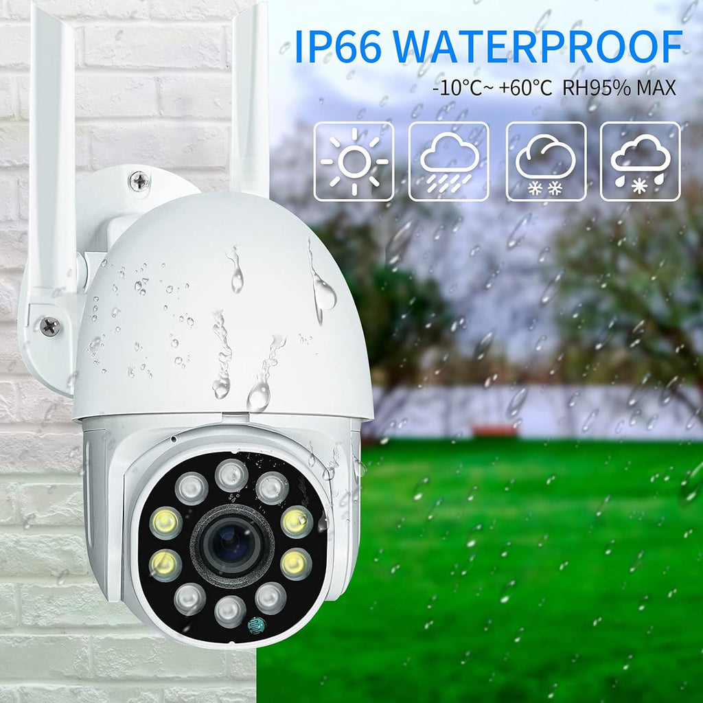 Security Outdoor Camera with WiFi, 2-Way Audio, 360° View, 1080P, PTZ, IP66 H908