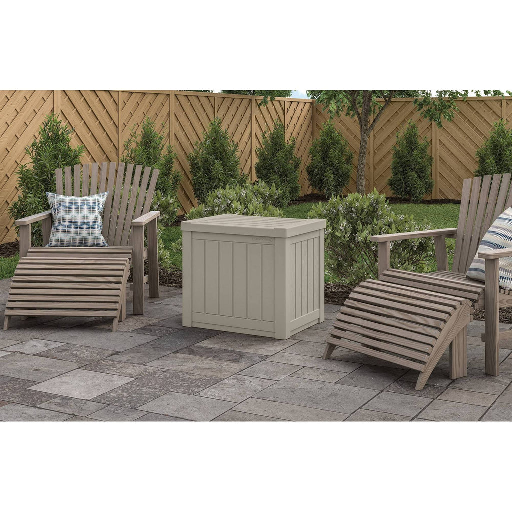 22 Gallon Resin Deck Storage Box Light Taupe E128733