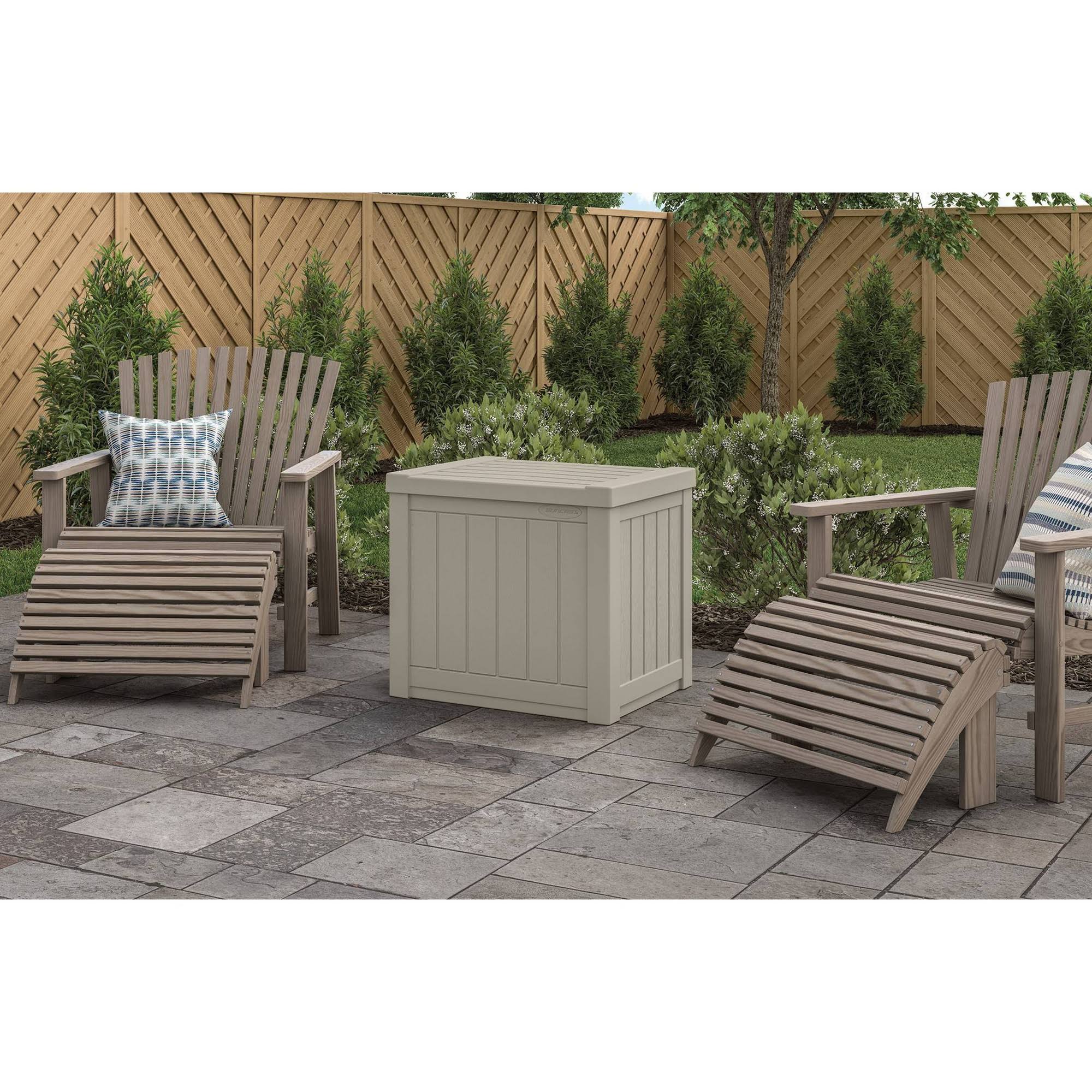 22 Gallon Resin Deck Storage Box Light Taupe E128733