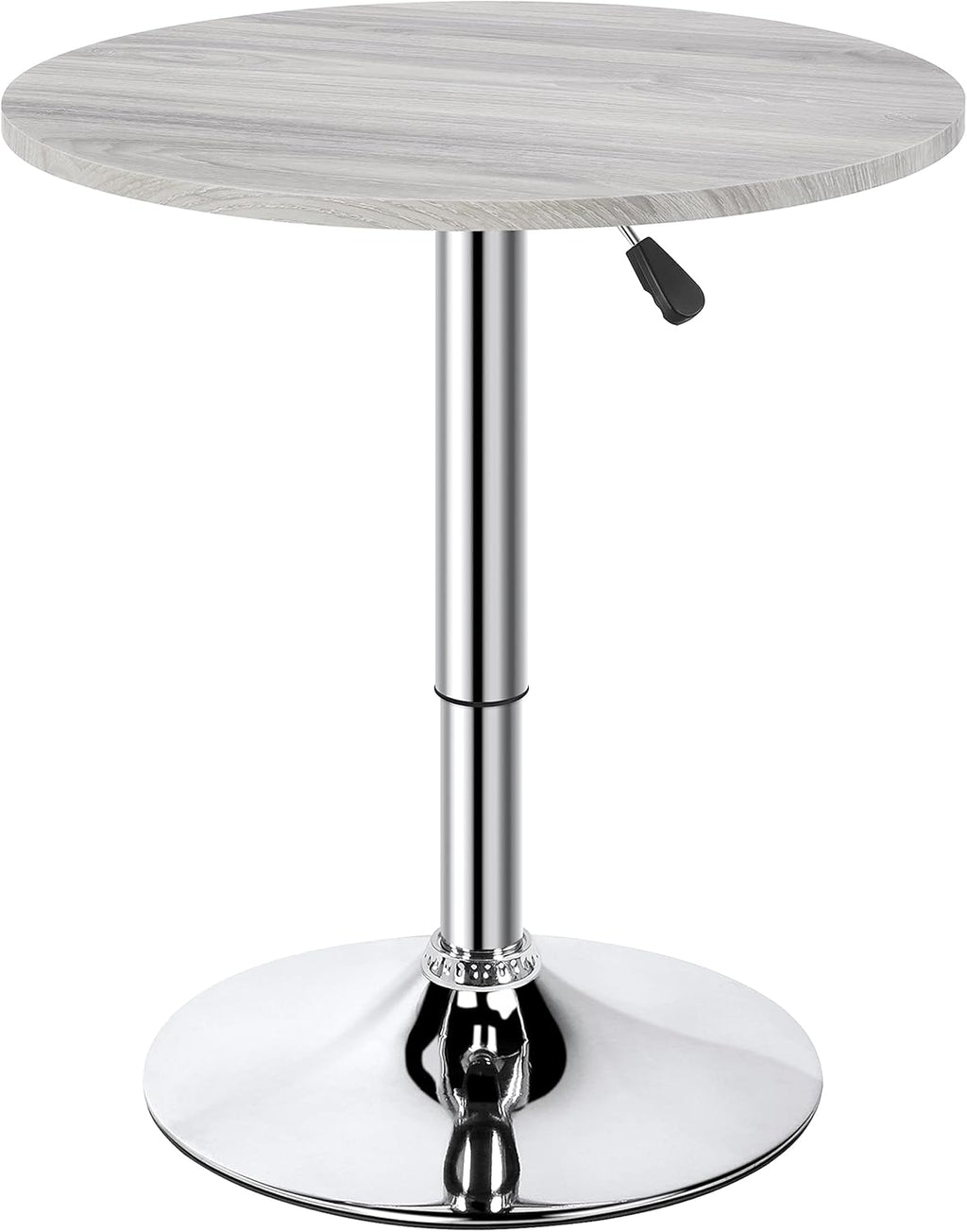 Round Pub Bar Table Black MDF Top with Silver Leg Base Adjustable Pack of 2 P424