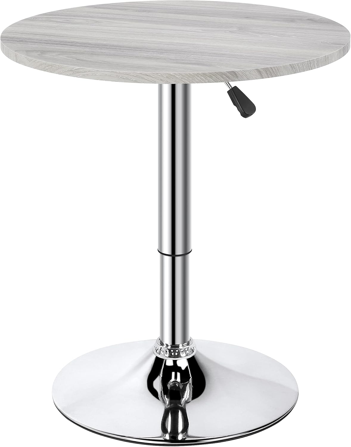 Round Pub Bar Table Black MDF Top with Silver Leg Base Adjustable Pack of 2 P424