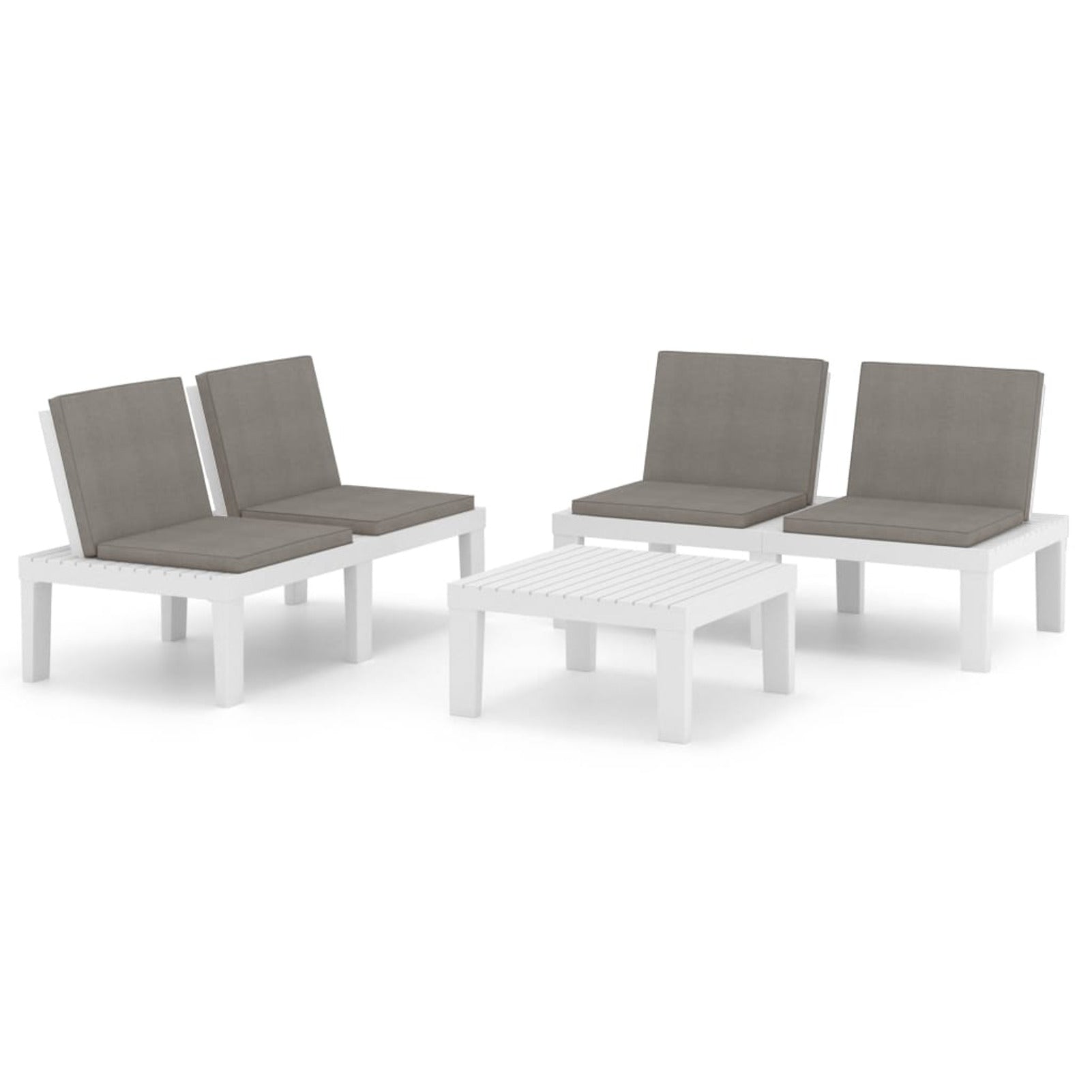 3 Piece Outdoor Patio Lounge Set with Anthracite Cushions, 2 Benches and Table G631
