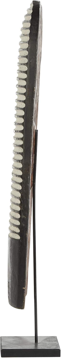 Hand-Carved Oval Wood Tikar Shield on Stand H63143