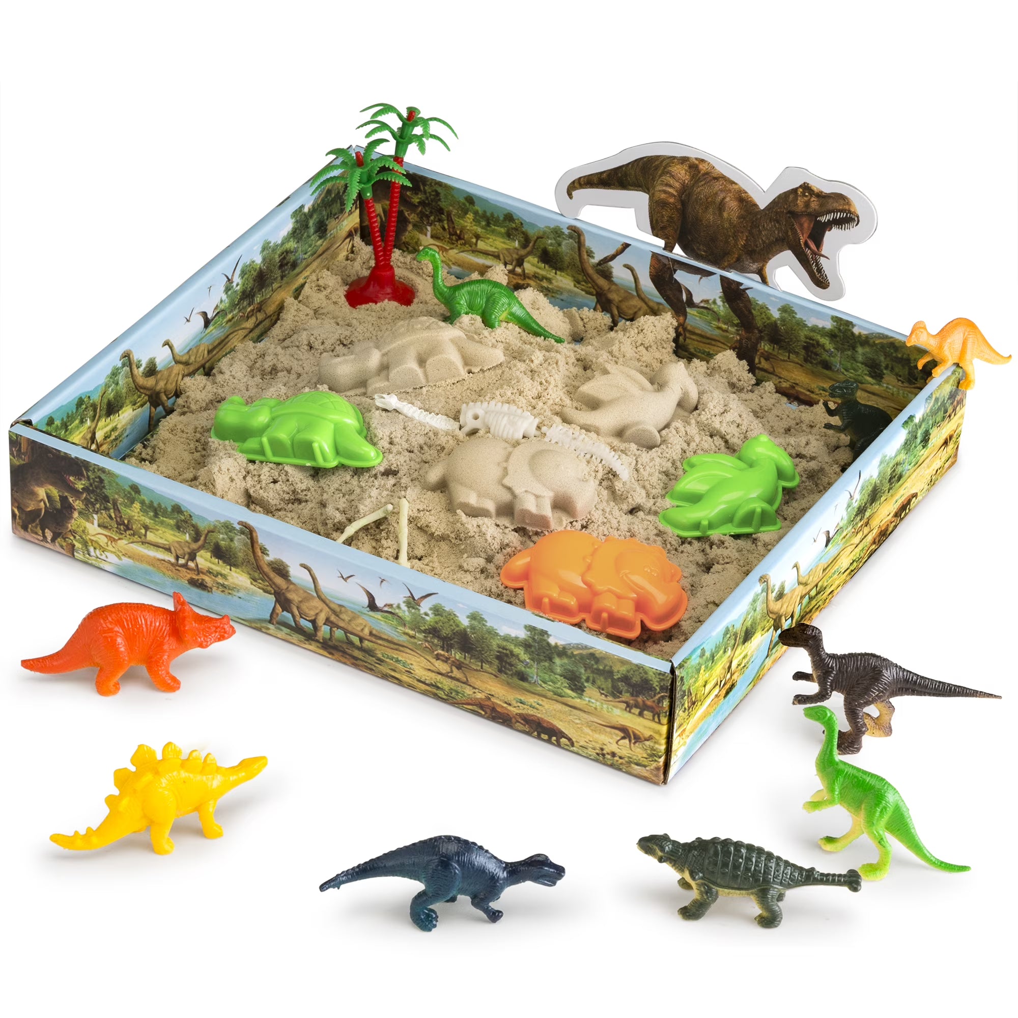 3D Sandbox with Dinosaur Figures and 3D Tray W455