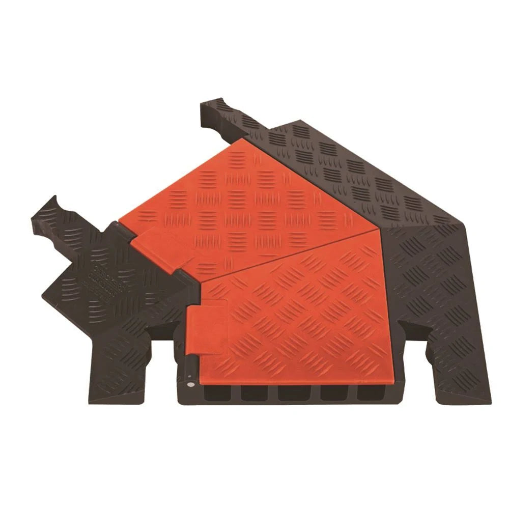 Polyurethane Heavy Duty 5 Channel 45 Degree Left Turn Cable Protector with Dog-Bone Connector T6917