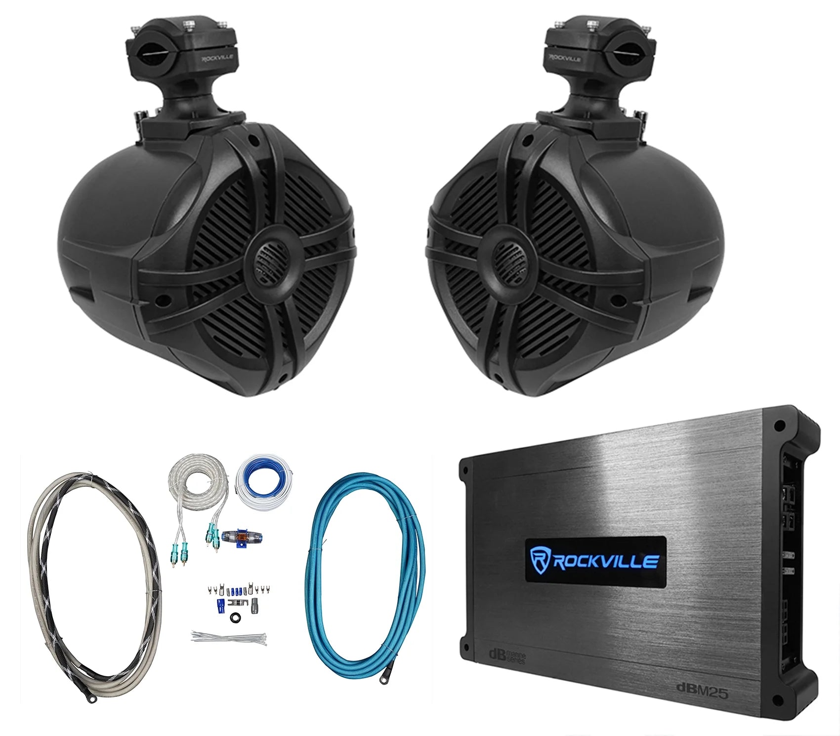 Black 6.5" Marine Wakeboard Tower Speakers with Amplifier R38786