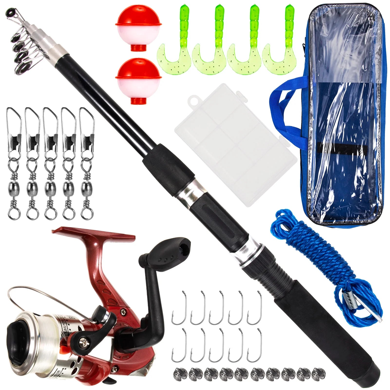 Telescopic Fishing Rod and Reel Combo with Carry Case 36pcs Fishing Tackle Set O7529