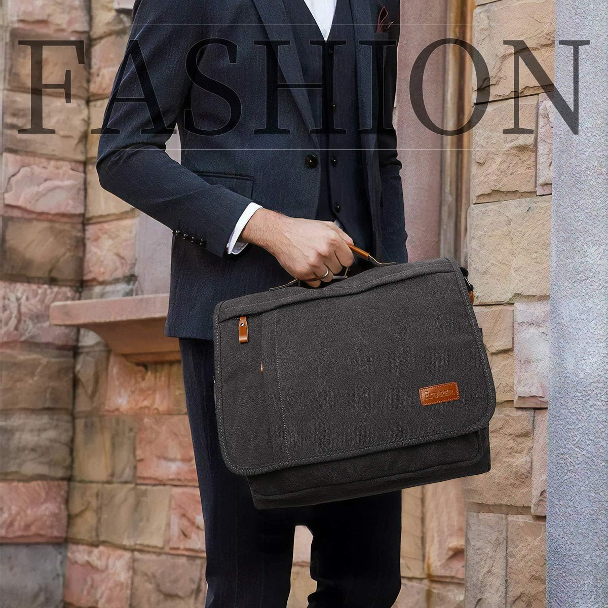 Water-resistance Canvas Shoulder Bag 15.6 Inch Laptop B714681