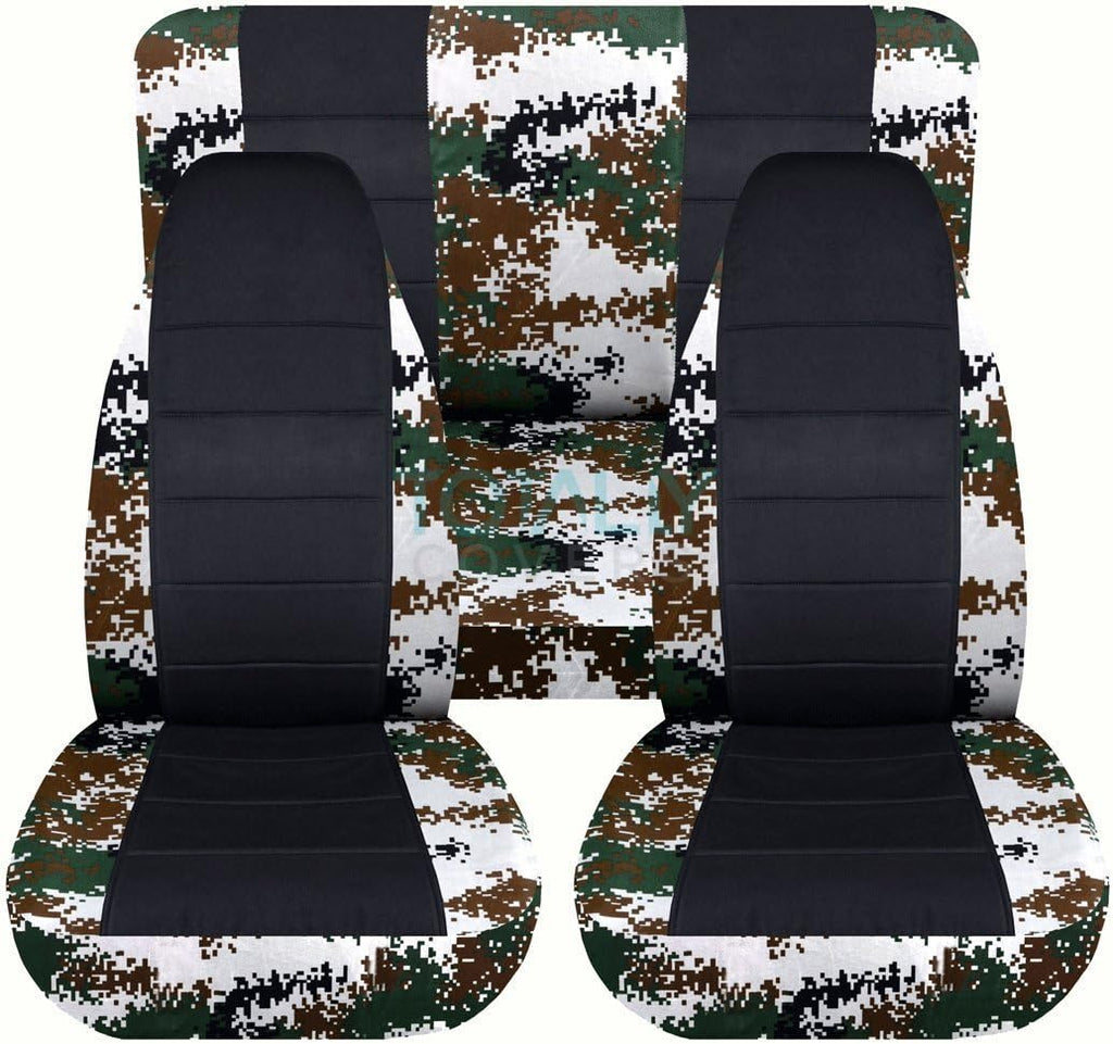Camo & Black Seat Covers Full Set Front Rear 2-Door D271