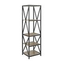Tall X-Frame Metal and Wood Media Bookshelf X17784