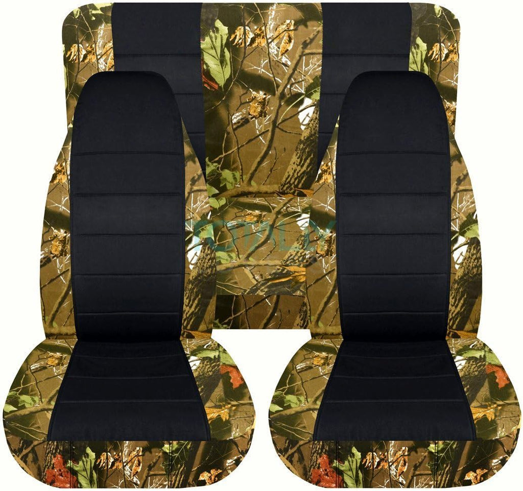 Camo & Black Seat Covers Full Set Front Rear 2-Door D271
